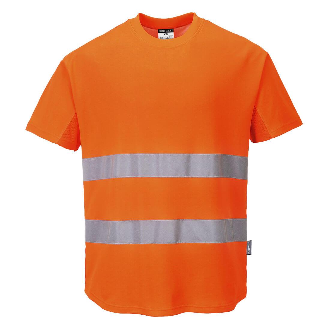 Hi-Vis Cotton Comfort Mesh Insert T-Shirt S/S - Orange