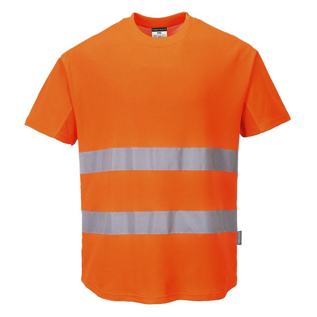 Hi-Vis Cotton Comfort Mesh Insert T-Shirt S/S - Orange