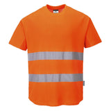 Hi-Vis Cotton Comfort Mesh Insert T-Shirt S/S - Orange