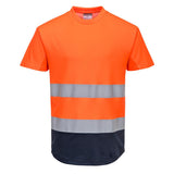 Hi-Vis Contrast Mesh Insert T-Shirt S/S - Orange/Navy