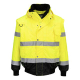 Hi-Vis 3-in-1 Contrast Bomber Jacket - Yellow/Black