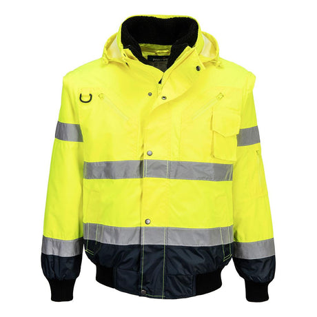 Hi-Vis 3-in-1 Contrast Bomber Jacket - Yellow/Navy