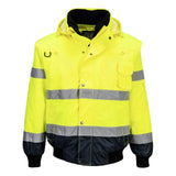 Hi-Vis 3-in-1 Contrast Bomber Jacket - Yellow/Navy
