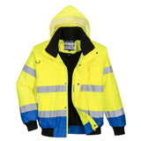 Hi-Vis 3-in-1 Contrast Bomber Jacket - Yellow/Royal