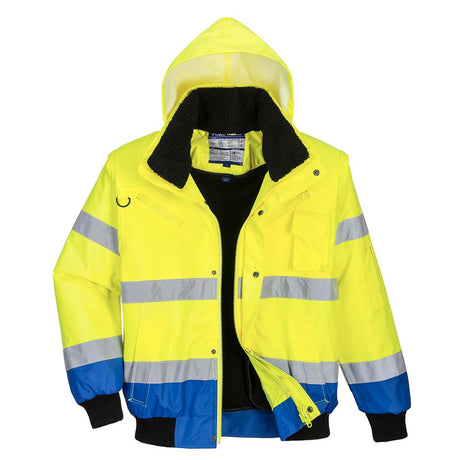 Hi-Vis 3-in-1 Contrast Bomber Jacket - Yellow/Royal