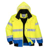Hi-Vis 3-in-1 Contrast Bomber Jacket - Yellow/Royal