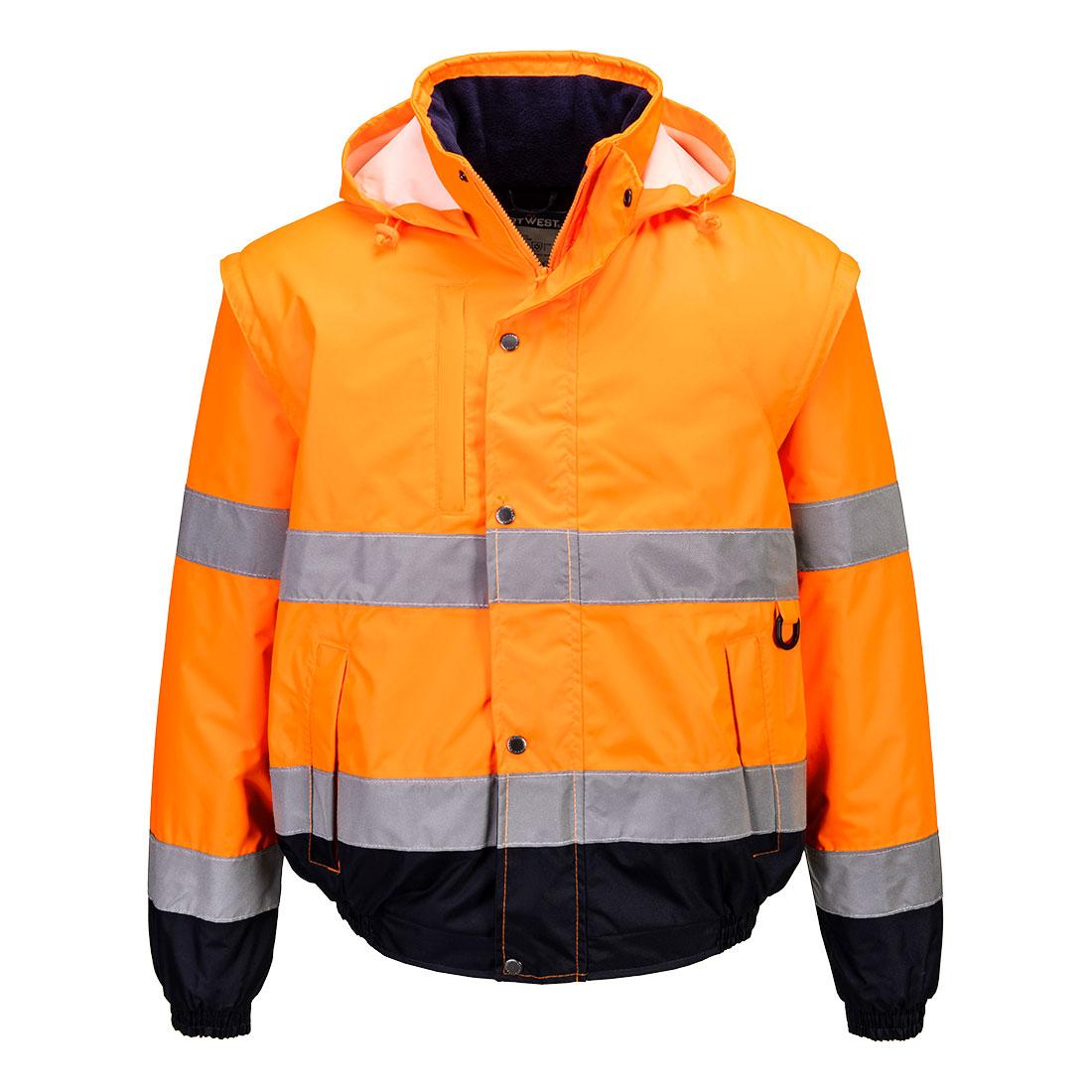 Hi-Vis 2-in-1 Contrast Bomber Jacket - Orange