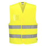 Hi-Vis Two Band Dual ID Holder Vest - Yellow