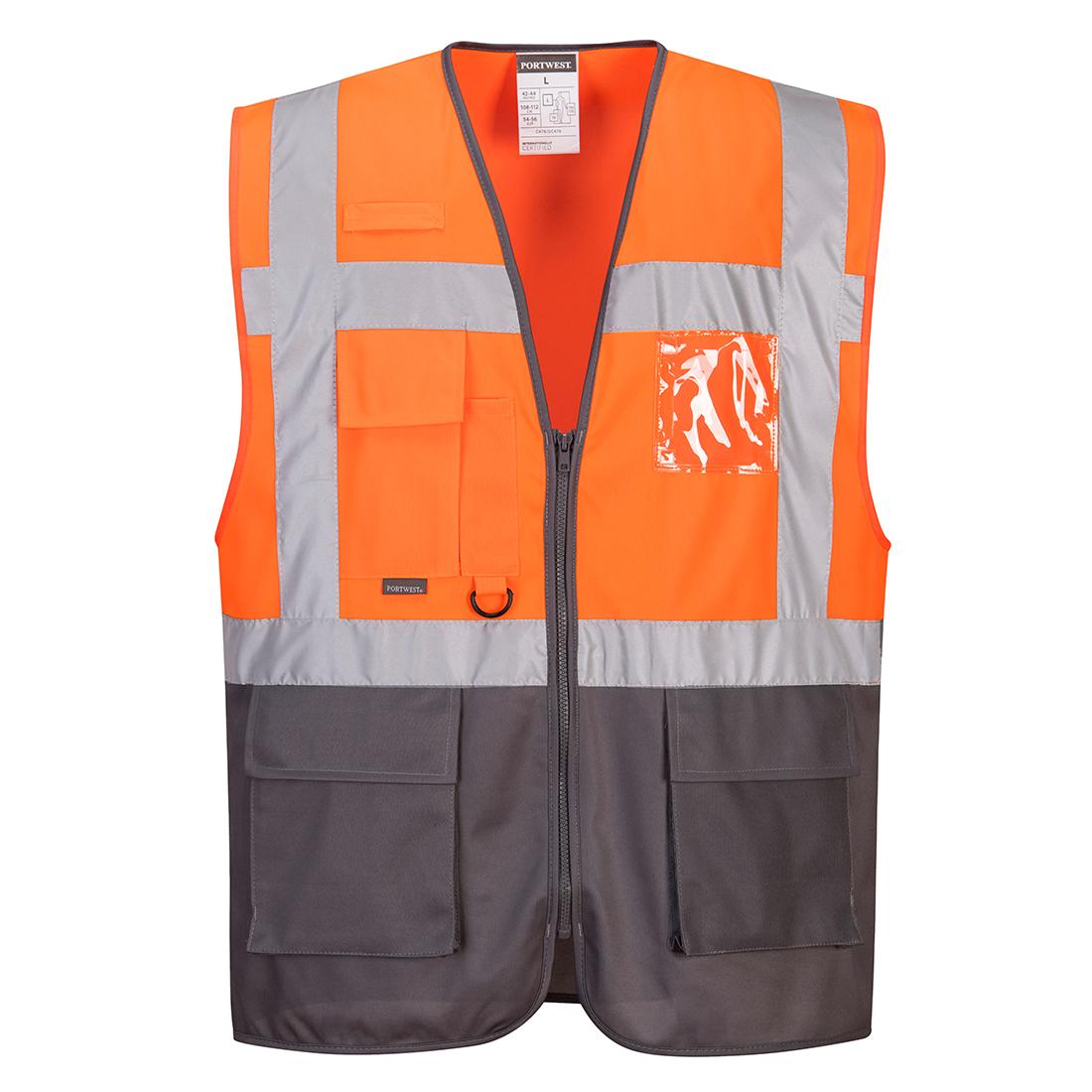 Warsaw Hi-Vis Contrast Executive Vest - Orange/Grey