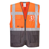 Warsaw Hi-Vis Contrast Executive Vest - Orange/Grey