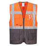 Warsaw Hi-Vis Contrast Executive Vest - Orange/Grey
