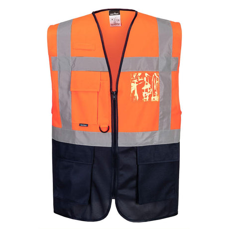 Warsaw Hi-Vis Contrast Executive Vest - Orange/Navy
