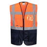 Warsaw Hi-Vis Contrast Executive Vest - Orange/Navy