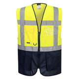 Warsaw Hi-Vis Contrast Executive Vest - Yellow/Navy
