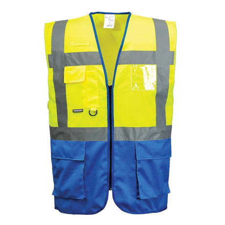 Warsaw Hi-Vis Contrast Executive Vest - Yellow/Royal