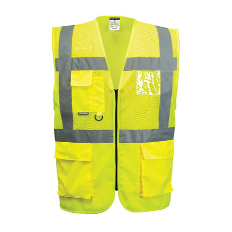 Madrid Hi-Vis Half Mesh Executive Vest - Yellow