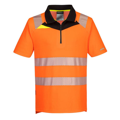 DX4 Hi-Vis Zip Polo Shirt S/S - Orange/Black