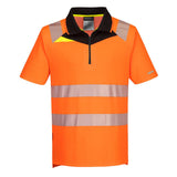 DX4 Hi-Vis Zip Polo Shirt S/S - Orange/Black