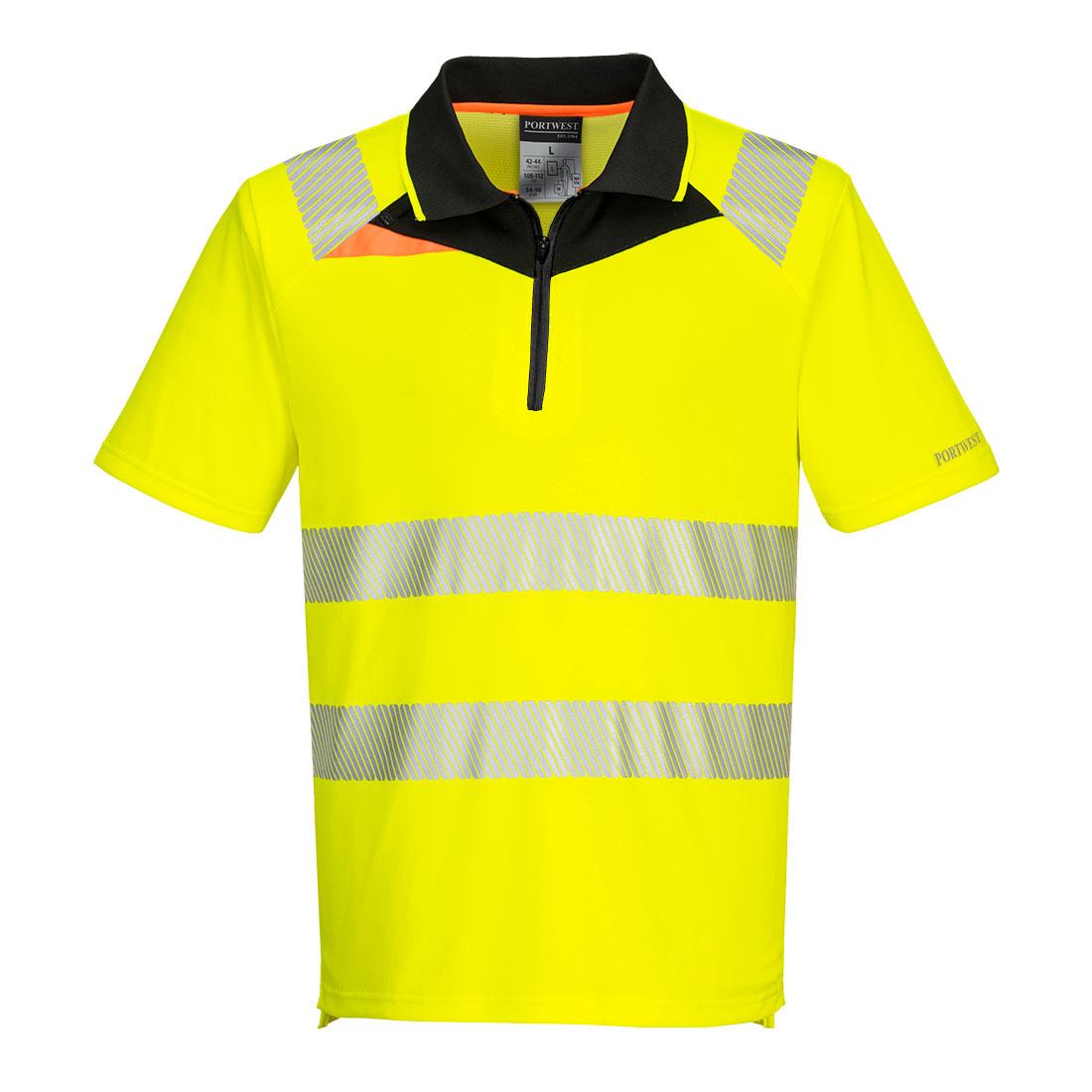DX4 Hi-Vis Zip Polo Shirt S/S - Yellow/Black