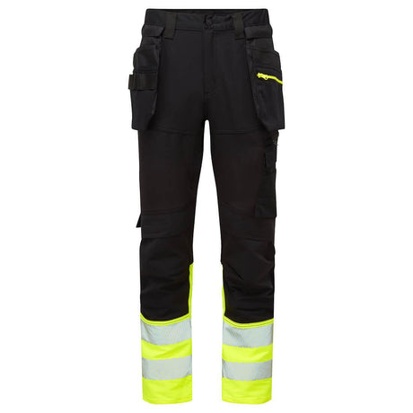 DX4 Hi-Vis Class 1 Detachable Holster Pocket Craft Trousers - Yellow/Black