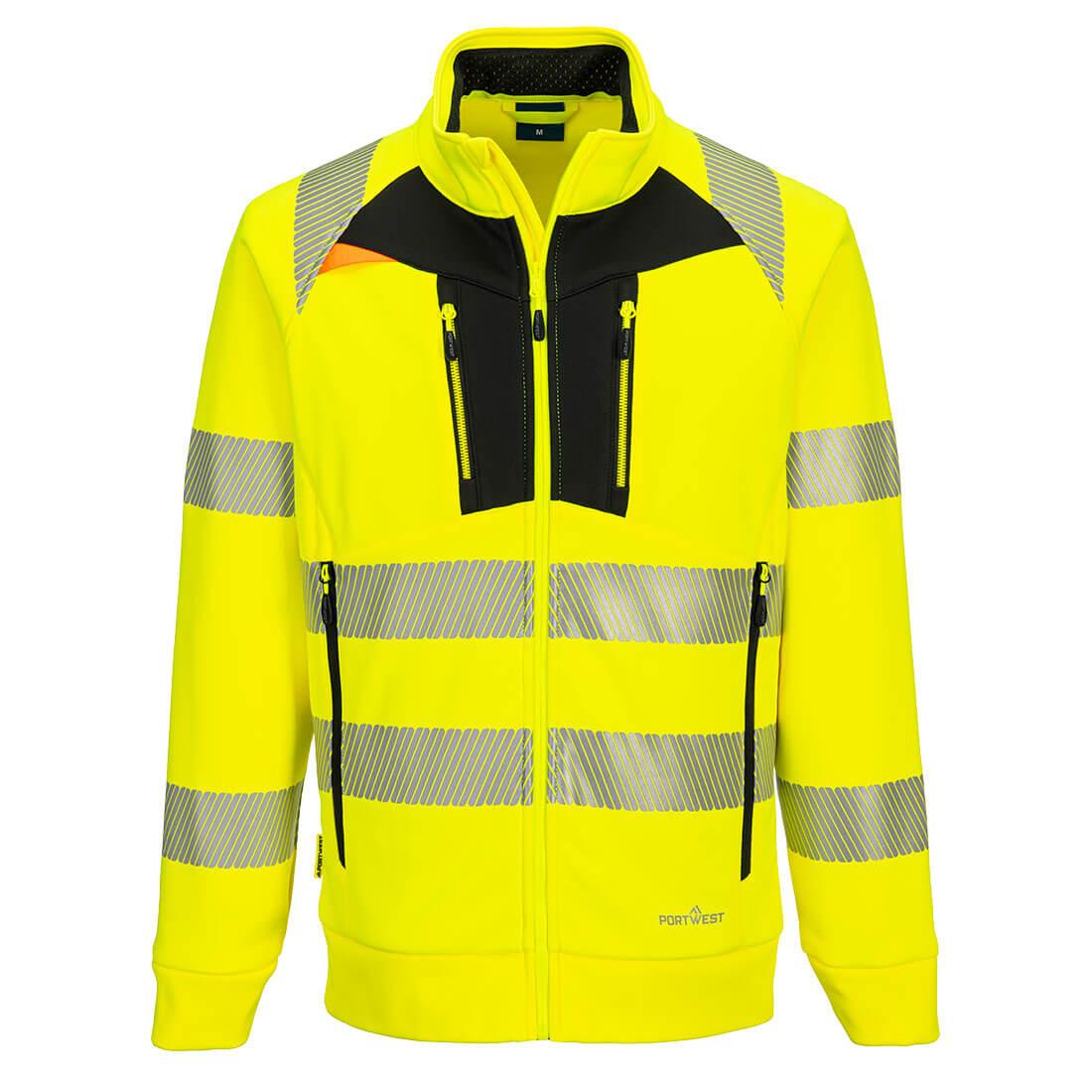 DX4 Hi-Vis Funnel Neck Zipped Sweatshirt - Yellow/Black