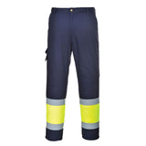 Hi-Vis Contrast Class 1 Service Trousers - Yellow/Navy