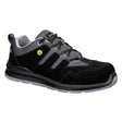 Composite Cow Suede Leather Trainer S1 ESD SR FO - Black/Grey