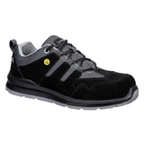 Composite Cow Suede Leather Trainer S1 ESD SR FO - Black/Grey