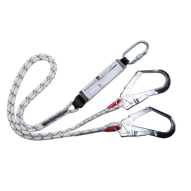 Double Kernmantle 1.8m Lanyard With Shock Absorber - White