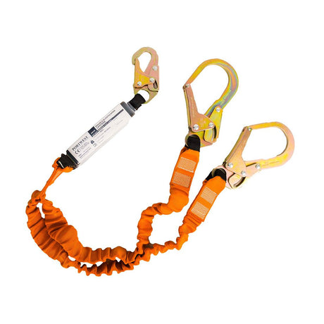 Double 140kg 1.8m Lanyard with Shock Absorber - Black/Orange