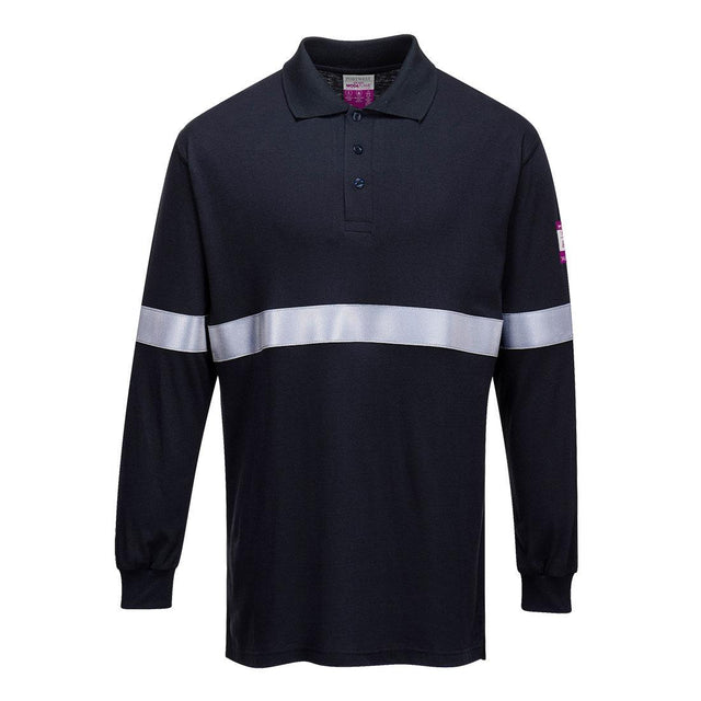 Modaflame Knit FR Long Sleeve Polo Shirt - Navy