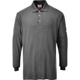 Modaflame Knit Anti-Static FR Long Sleeve Polo Shirt - Grey