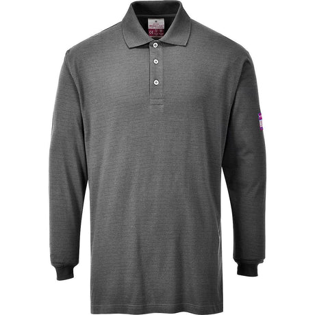 Modaflame Knit Anti-Static FR Long Sleeve Polo Shirt - Grey