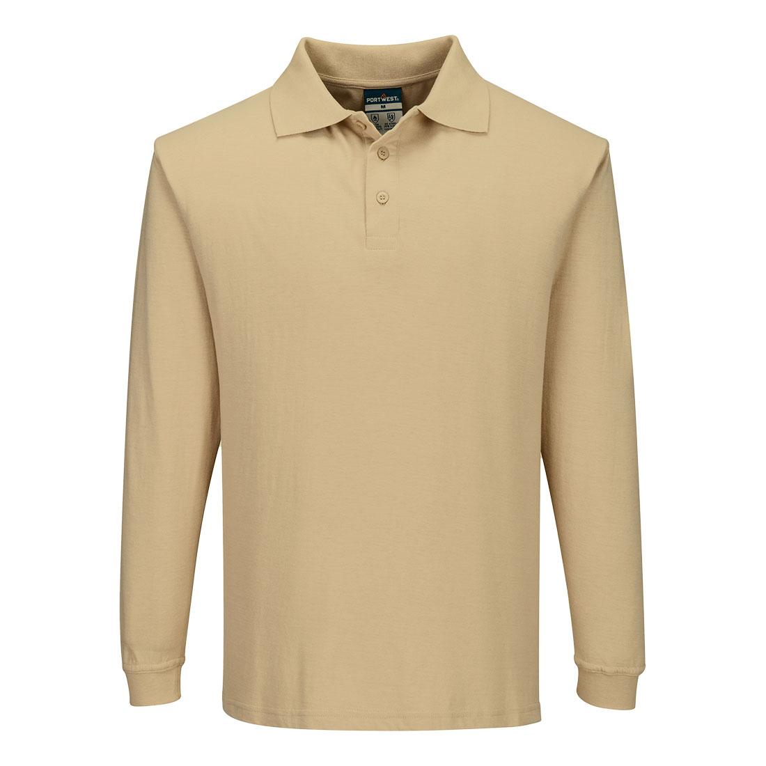 Modaflame Knit Anti-Static FR Long Sleeve Polo Shirt - Tan