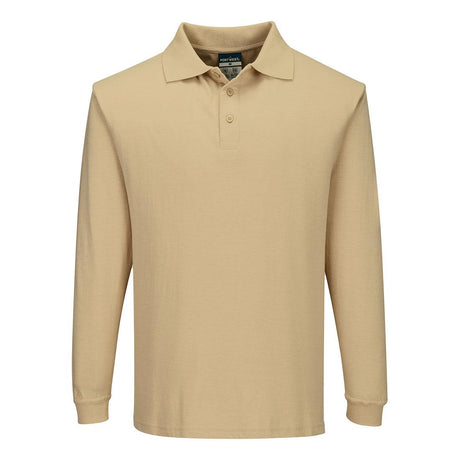 Modaflame Knit Anti-Static FR Long Sleeve Polo Shirt - Tan