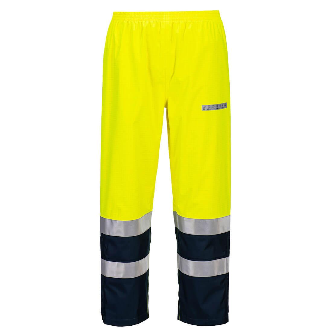 Bizflame Rain+ Hi-Vis Multi-Norm Contrast FR Trousers - Yellow/Navy