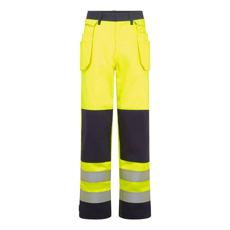 Bizflame Work Hi-Vis Contrast FR Holster Trousers - Yellow/Navy