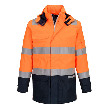 Bizflame Rain+ Hi-Vis Multi-Norm Contrast FR Jacket - Orange/Navy
