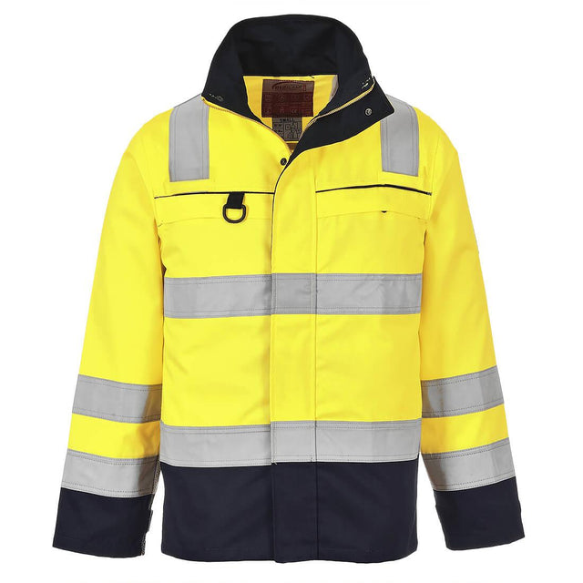 Bizflame Work Hi-Vis Multi-Norm Contrast FR Jacket - Yellow/Navy