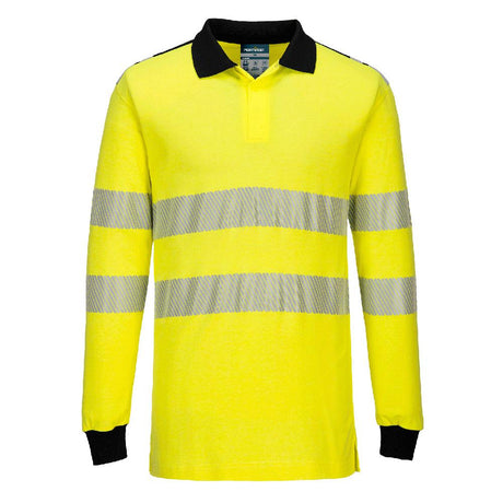 PW3 Modaflame Knit Hi-Vis FR Long Sleeve Polo Shirt - Yellow/Black