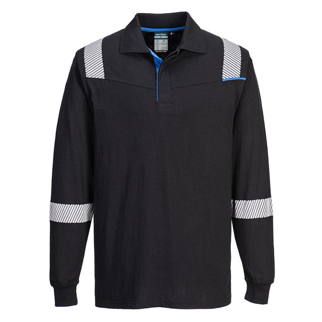 WX3 Modaflame Knit FR Long Sleeve Polo Shirt - Black