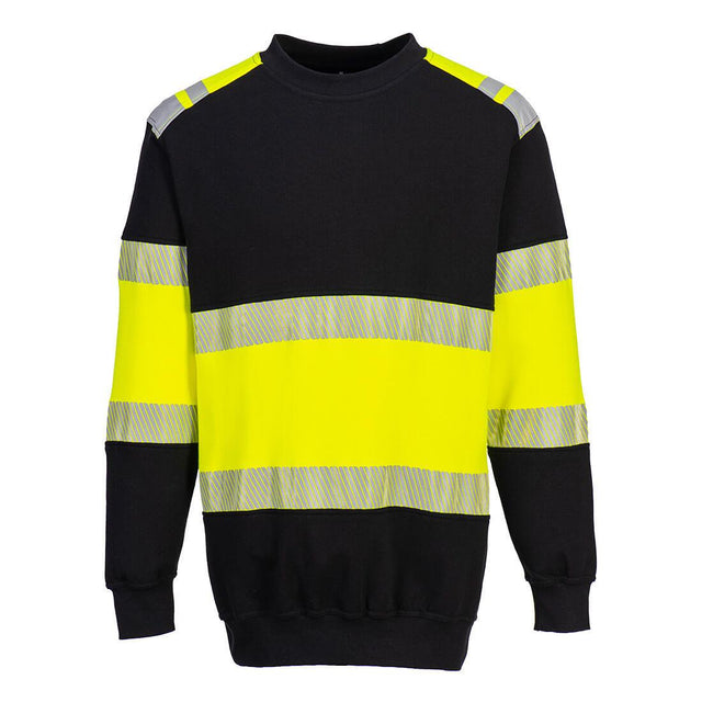 PW3 Modaflame Knit Hi-Vis Class 1 FR Sweatshirt - Yellow/Black