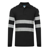 PW3 Modaflame Knit FR Long Sleeve Polo Shirt - Black