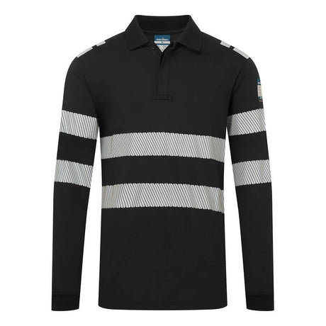 PW3 Modaflame Knit FR Long Sleeve Polo Shirt - Black