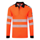 PW3 Modaflame Knit HVO FR Long Sleeve Polo Shirt - Orange/Black