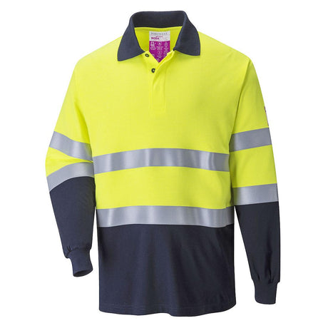Modaflame Knit Anti-Static Two Tone FR Polo Shirt - Yellow/Navy