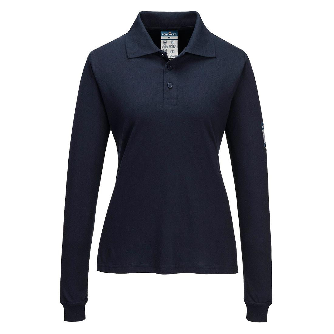 Modaflame Knit FR Women's Long Sleeve Polo Shirt - Navy