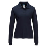Modaflame Knit FR Women's Long Sleeve Polo Shirt - Navy