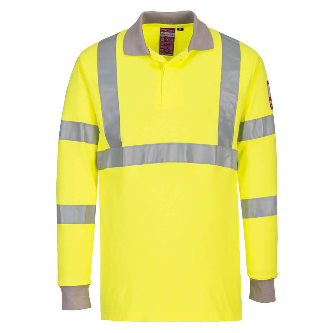 Modaflame Knit Hi-Vis FR Long Sleeve Polo Shirt - Yellow