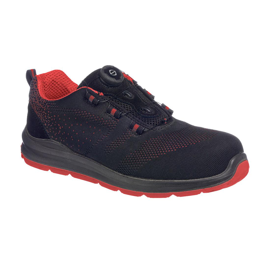 Portwest Composite Wire Lace Safety Trainer Knit S1P - Black/Red